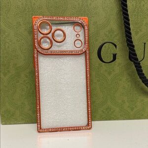 Orange Glitter Phone Case iPhone 17 Pro